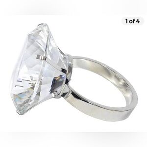 Crystal Large 3 inch Diameter Clear Crystal Diamond Ring Paperweight